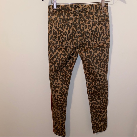 ZARA leopard print skinny jeans burgundy striped - Picture 6 of 11